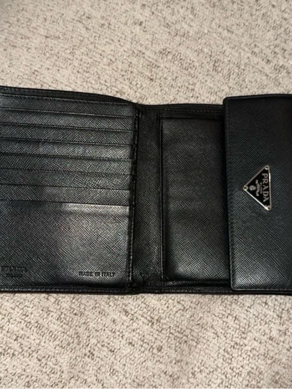 Prada Black Saffiano Leather Shoulder Wallet with Silver Chain - Picture 8 of 8